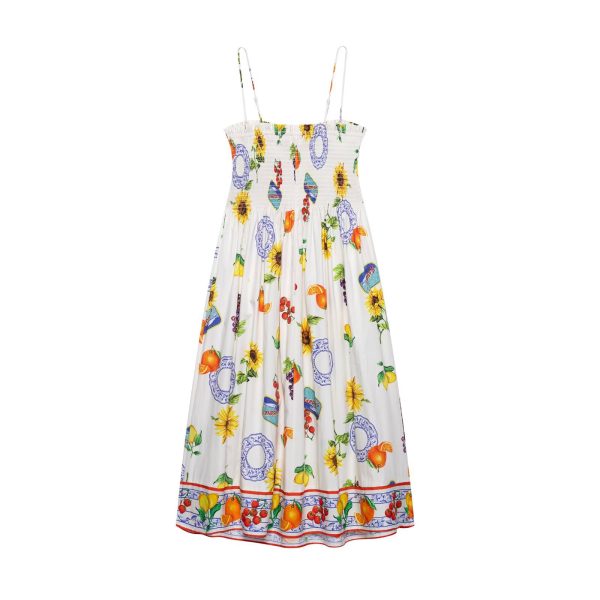 Low collar printed camisole dress