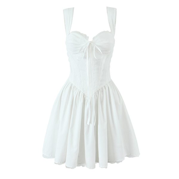 Lace lace strapless lace up dress