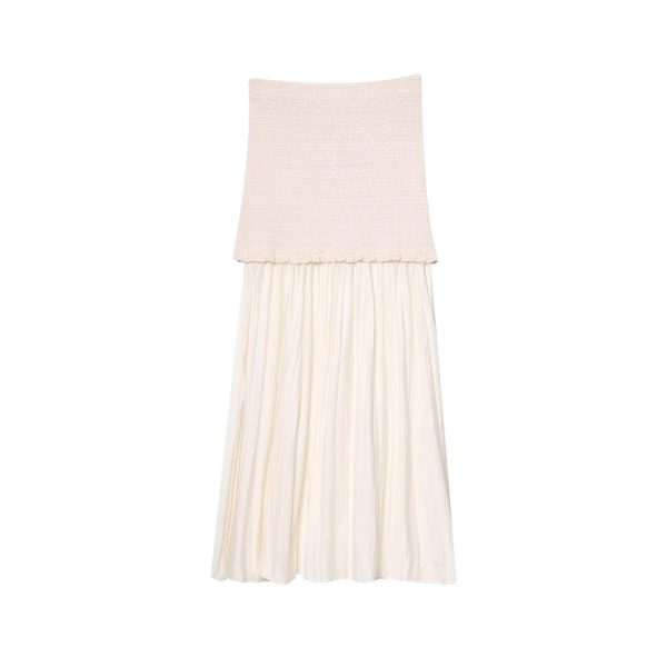 Sleeveless patchwork knit strapless dress