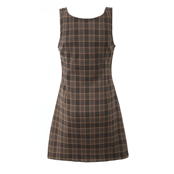 Checkered printed vest dress alternate