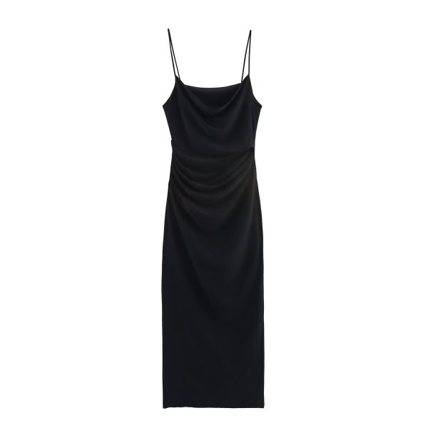 Wrinkled decorative camisole wrapped hip dress alternate