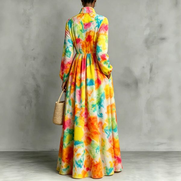 New Style Shirt Dress with  Floral Digital Printing Long Dress alternate