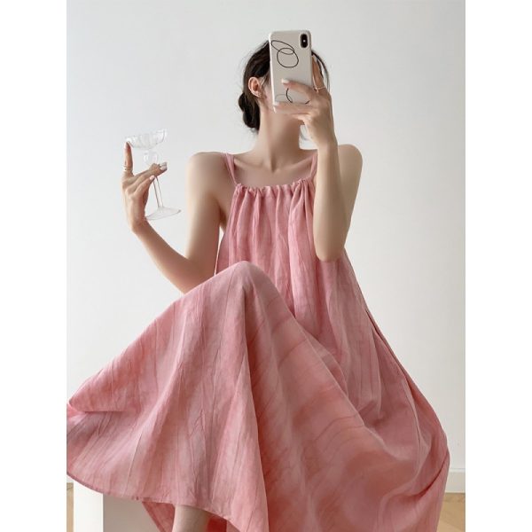 Mood Boost Pink Ombre Dress Slimming Elegant Flare Skirt Sleeveless Beach Long Dress Vacation Strapless Dress