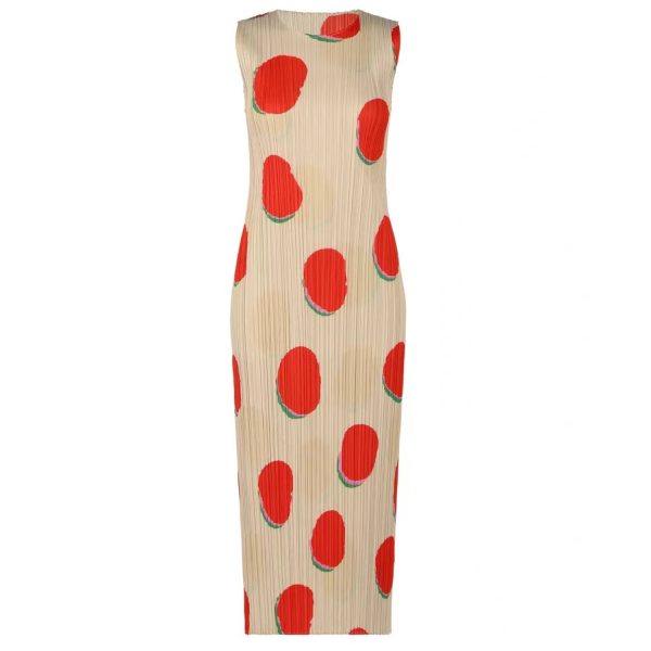 Polka dot sundress pleated artistic playful sleeveless dress alternate