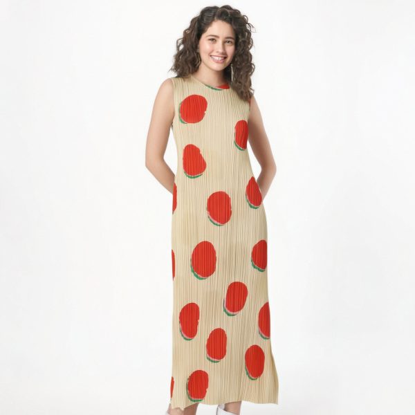 Polka dot sundress pleated artistic playful sleeveless dress