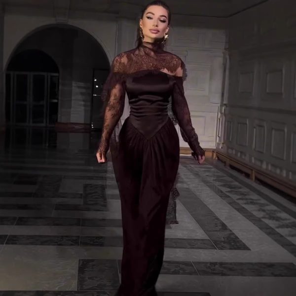 Elegant and Noble Dress Gown Long Sleeve Long Dress Autumn